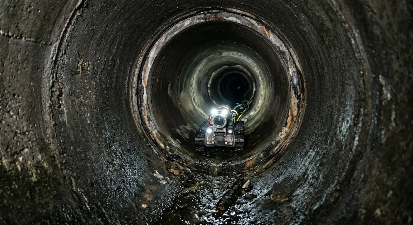 Robotic sewer camera inspecting pipe interior for Sewer Line Cleaning in Southampton